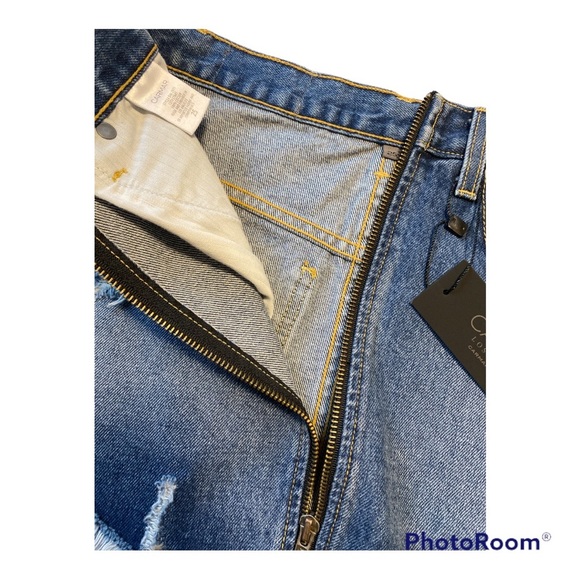 Carmar Denim brand new with tag size 25 BEATRICE raw hem denim mini skirt - Picture 3 of 7